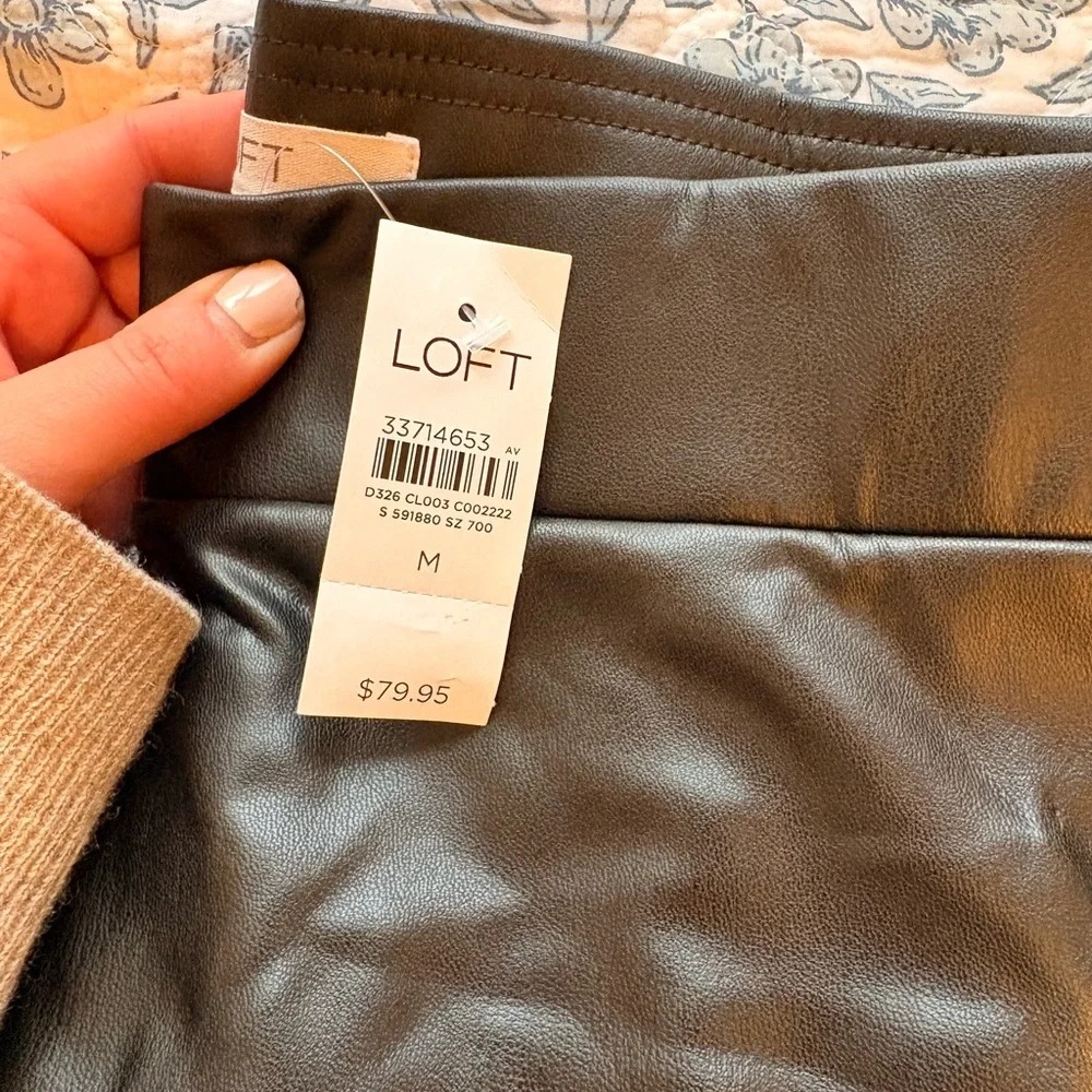 LOFT Black Faux Leather Leggings - Picture 2 of 3